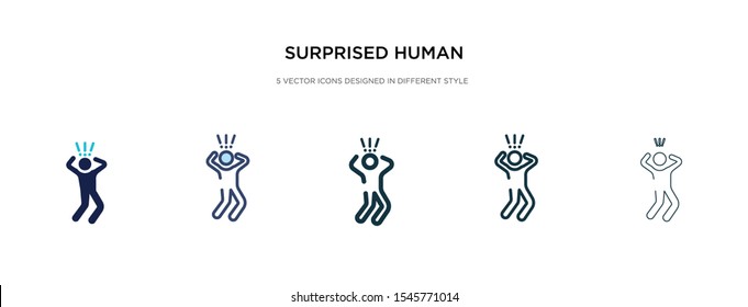 surprised human icon in different style vector illustration. two colored and black surprised human vector icons designed in filled, outline, line and stroke style can be used for web, mobile, ui