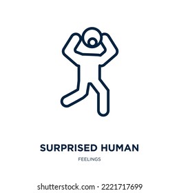 surprised human icon from feelings collection. Thin linear surprised human, smile, character outline icon isolated on white background. Line vector surprised human sign, symbol for web and mobile