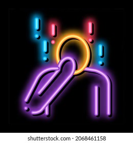 Surprised Human neon light sign vector. Glowing bright icon Surprised Human isometric sign. transparent symbol illustration