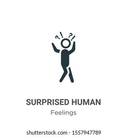 Surprised human vector icon on white background. Flat vector surprised human icon symbol sign from modern feelings collection for mobile concept and web apps design.