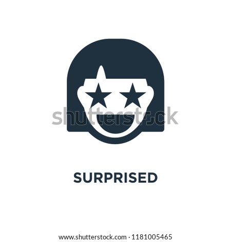Surprised icon. Black filled vector illustration. Surprised symbol on white background. Can be used in web and mobile.