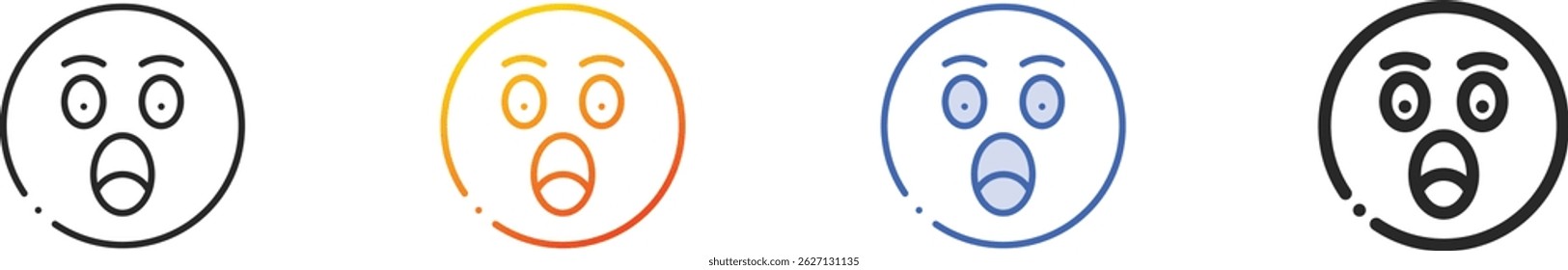 surprised icon.Thin Linear, Gradient, Blue Stroke and bold Style Design Isolated On White Background