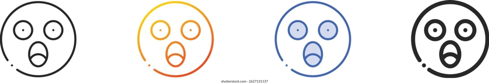 surprised icon.Thin Linear, Gradient, Blue Stroke and bold Style Design Isolated On White Background