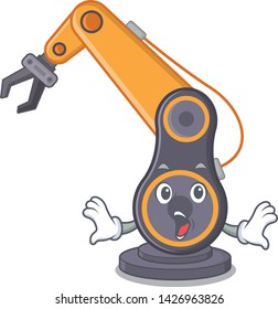 Surprised industrial robotic hand isolated cartoon