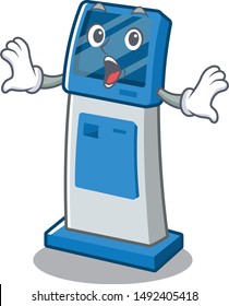 Surprised information digital kiosk isolated in the mascot