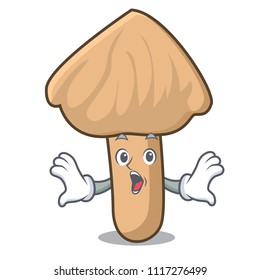 Surprised inocybe mushroom mascot cartoon