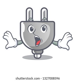 Surprised isolated power plug in the mascot