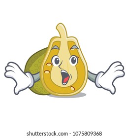 Surprised jackfruit mascot cartoon style