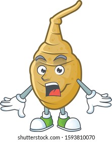 Surprised jerusalem artichoke gesture on cartoon mascot design