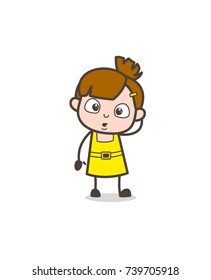 Surprised Kid Expression - Cute Cartoon Girl Vector
