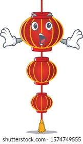 Surprised lampion chinese lantern face gesture on cartoon style