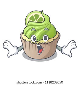Surprised lemon cupcake mascot cartoon