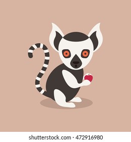 a surprised lemur caught holding an apple vector