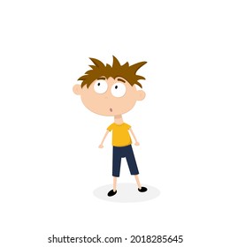 Surprised little boy isolated on white background. vector illustration