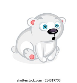 Surprised little cartoon polar bear