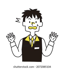Surprised male clerk at a consumer electronics retail store