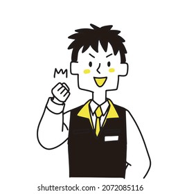 Surprised male clerk at a consumer electronics retail store