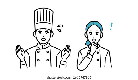 Surprised male and female chef avatars