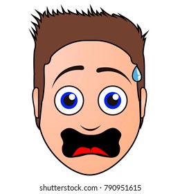 Surprised man avatar on a white background, Vector illustration