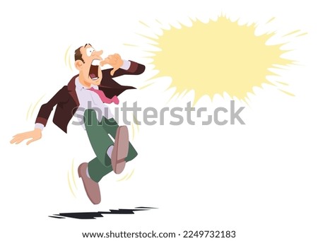 Surprised man. Bewildered human. Funny people. Illustration concept template for website, web landing page, banner, presentation, social, poster, promotion or print media.