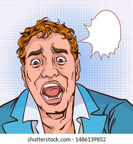 Surprised man businessman. Pop art retro vector illustration vintage kitsch.The image is separated from the independent background.