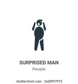 Surprised man glyph icon vector on white background. Flat vector surprised man icon symbol sign from modern people collection for mobile concept and web apps design.