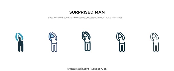 surprised man icon in different style vector illustration. two colored and black surprised man vector icons designed in filled, outline, line and stroke style can be used for web, mobile, ui