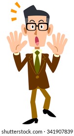 Surprised man of jacket worn brown
