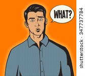 Surprised man pop art retro style vector illustration. Comic book style imitation