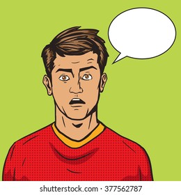 Surprised man pop art retro style vector illustration. Comic book style imitation. Vintage retro style.