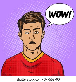 Surprised man pop art retro style vector illustration. Comic book style imitation. Vintage retro style. 