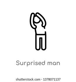 surprised man vector line icon. Simple element illustration. surprised man outline icon from people concept. Can be used for web and mobile