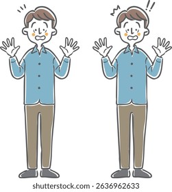 Surprised man, whole body, vector