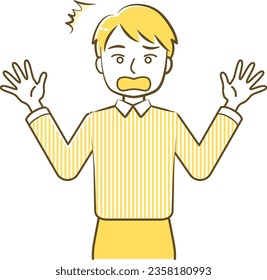 Surprised man's upper body illustration-friendly simple touch