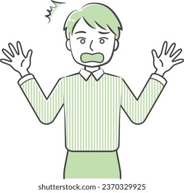 Surprised man's upper body illustration-friendly simple touch