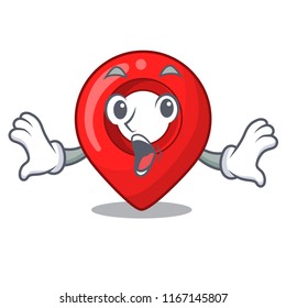Surprised map pointer navigation pin mascot cartoon