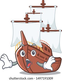 Surprised mascot shaped a pirate ship toys