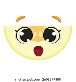 Surprised melon slice with wide eyes and open mouth, perfect for summer themes, emotional food icons, or kids content design