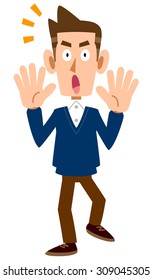 Surprised men in plain clothes