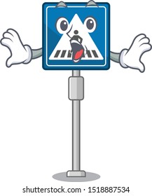 Surprised miniature crosswalk sign in form mascot