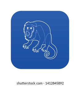 Surprised monkey icon blue vector isolated on white background