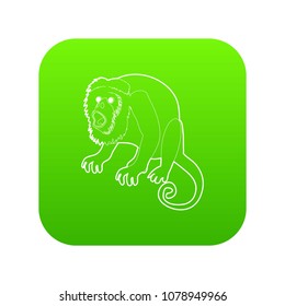 Surprised monkey icon green vector isolated on white background