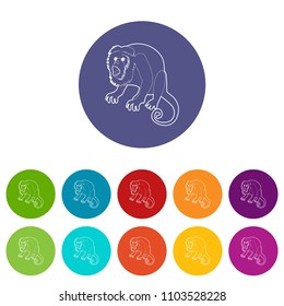 Surprised monkey icons color set vector for any web design on white background