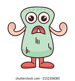 Surprised monster character isolated vector illustration. Funny baby bully. Doodle drawing of fictitious man