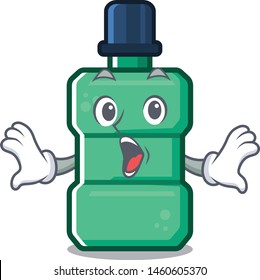 Surprised mouthwash in the a character shape