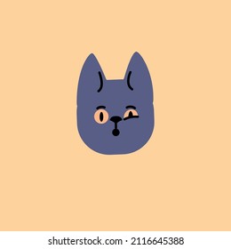Surprised muzzle or face of a cat in vector style