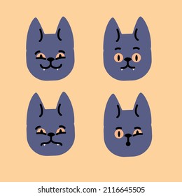 Surprised muzzle or face of a cat in vector style