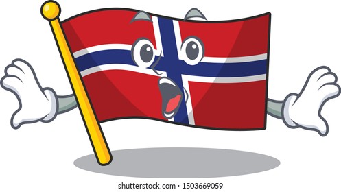 Surprised norway flag is flown on character pole