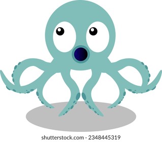 A surprised octopus vector illustration with wide eyes and unique tentacles. Perfect for projects wanting a cute and distinctive touch.