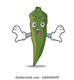 Surprised Okra Mascot Cartoon Style